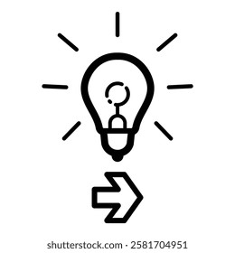 Lightbulb With Arrow Flat Icon Isolated On White Background