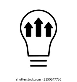 lightbulb with arrow up inside. icon vector