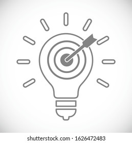 bombilla de luz con objetivo de flecha - icono de concepto