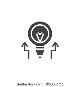 Lightbulb and arrow up vector icon. filled flat sign for mobile concept and web design. Creative Idea simple solid icon. Symbol, logo illustration. Pixel perfect vector graphics