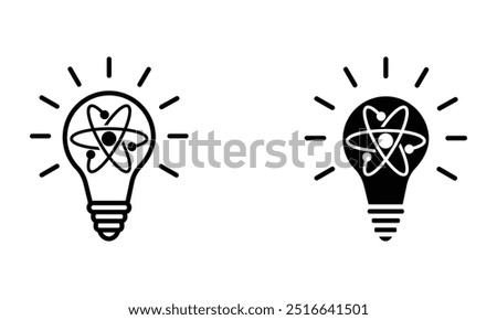 lightbulb with atom molecule, illustration of science idea and alternative energy icon vector