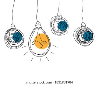 Lightbulb background. Concept of the idea, brainstorming. Vector illustration