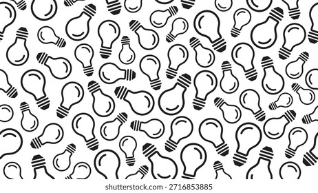 Lightbulb background. Hand drawn light bulb seamless pattern background. Idea, thinking, creative, electric, energy, solution