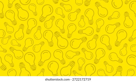 Lightbulb background. Hand drawn light bulb seamless pattern on yellow background. Idea, thinking, creative, electric, energy, solution