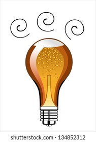  lightbulb with beer inside isolated over white