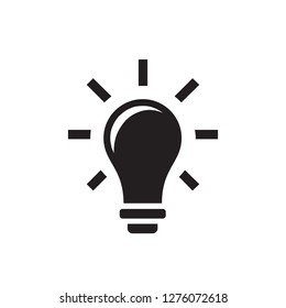 Lightbulb - black icon on white background vector illustration for website, mobile application, presentation, infographic. Abstract electric lamp concept sign design. Power energy symbol. 
