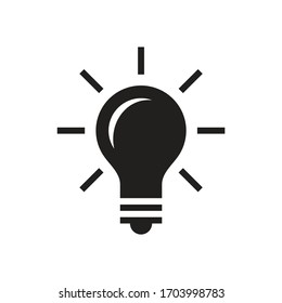 Lightbulb black icon vector illustration in flat style design. Creative idea inspiration symbol. Electric lamp creative sign. 