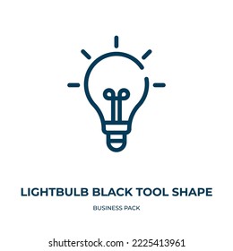 Lightbulb black tool shape icon. Linear vector illustration from business pack collection. Outline lightbulb black tool shape icon vector. Thin line symbol for use on web and mobile apps, logo, print 