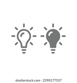 Lightbulb black vector icon. Simple bright light bulb, idea symbol.