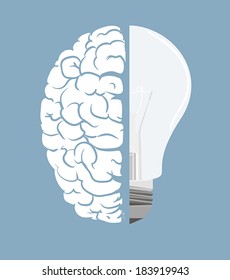 Lightbulb and brain. sign