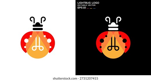 Logotipo do bug da lâmpada. Animal, único, ideia, imaginação, criativo. Modelo de design de símbolo de ícone de vetor EPS 10.
