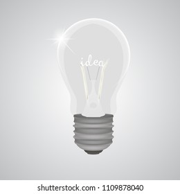 Lightbulb bulb realistic light vector illustration idea power isolated lamp white icon