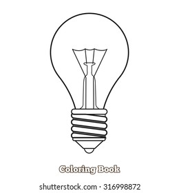 Lightbulb cartoon coloring book vector illustration