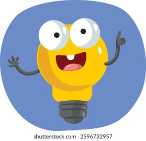 
Lightbulb Character Having a Great Idea Vector Cartoon Illustration. Funny mascot symbolizing knowledge and intelligence 

