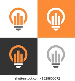 Lightbulb and chart logo template, think big icon concept, creative ideas symbol