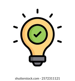 Lightbulb with a check mark, indicating an approved idea