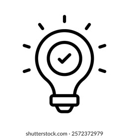 Lightbulb with a check mark, indicating an approved idea