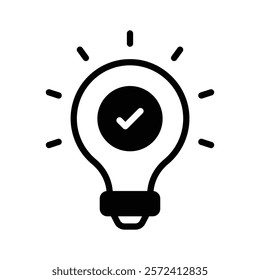 Lightbulb with a check mark, indicating an approved idea