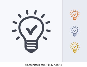 Lightbulb & Check Sign - Pastel Stencyl Icons. A professional, pixel-aligned icon.