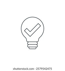 Lightbulb with Checkmark icon symbol vector illustration isolated on white background