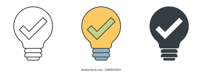 Lightbulb with Checkmark icon symbol vector illustration isolated on white background