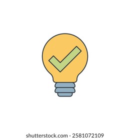 Lightbulb with Checkmark icon symbol vector illustration isolated on white background