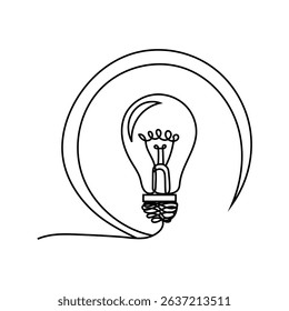 Lightbulb circle icon. Bright idea symbol. Creative loop line. Vector illustration.