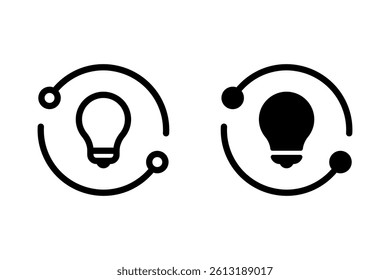 lightbulb with circuit or connection icon set. Represents ideas, innovation, energy, and technological solutions. Ideal for web design, app icons, technology, education, or sustainability