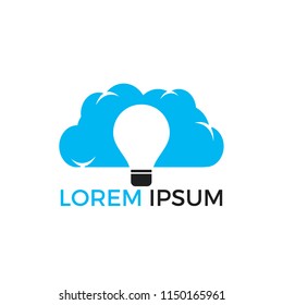Lightbulb Cloud Logo Design. Idea cloud logo template with an abstract light bulb inside a cloud, representing idea, invention, smart solutions.