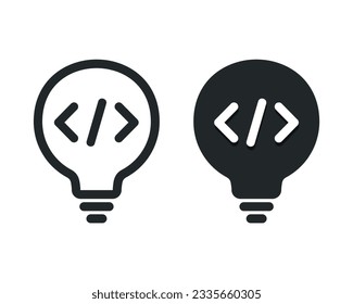 Lightbulb coding icon. Illustration vector