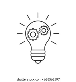 Lightbulb with cogs line icon