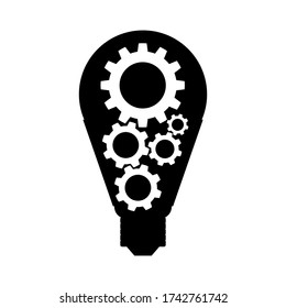 lightbulb and cogs vector illustration icon