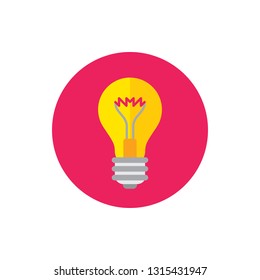 Lightbulb - concept colored icon in flat graphic design style. Sign for website, mobile application, presentation, infographic. Electric lamp symbol. Vector illustration. 