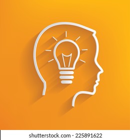 Lightbulb concept on yellow background,clean vector