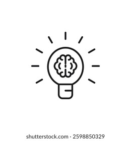 Lightbulb containing a brain symbolizing creativity, intelligence, and innovation. Suitable for concepts of ideas, innovation, brainstorming, and creativity.