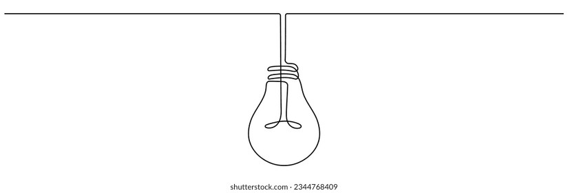 Lightbulb continuous one line drawn. Lamp linear symbol. Vector illustration isolated on white.