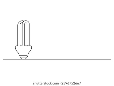 Lightbulb continuous single line drawing vector illustration. Aesthetic lightbulb one line art. Graphic illustration