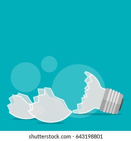 lightbulb crack ,bad idea concept vector