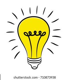 Lightbulb - creative sketch draw vector illustration. Electric lamp logo sign. Business idea concept.
