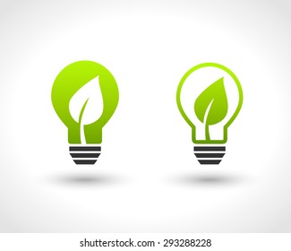 Lightbulb design with leaf as green energy symbol