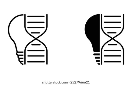 Lightbulb with DNA strand, biotechnology and science idea icon vector