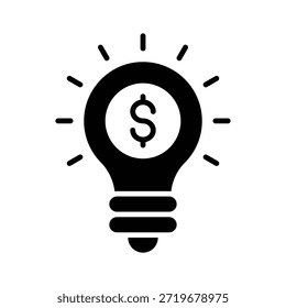 Bombilla con el signo del dólar que simboliza la inversión de la idea, icono de la idea financiera