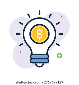 Bombilla con el signo del dólar que simboliza la inversión de la idea, icono de la idea financiera