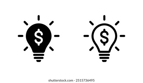 lightbulb with dollar symbol icon vector for web site