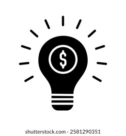 lightbulb with dollar symbol icon vector for web site
