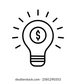 lightbulb with dollar symbol icon vector for web site
