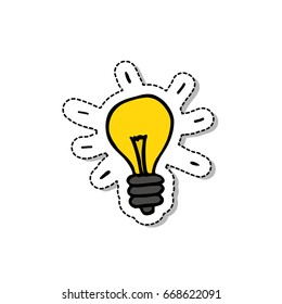 lightbulb doodle icon, sticker