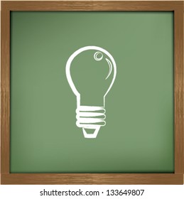 Lightbulb drawing on blackboard background,vector