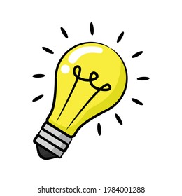 Lightbulb in drawing style isolated vector. Hand drawn object illustration for your presentation, teaching materials or others.