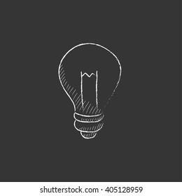 Lightbulb. Drawn in chalk icon.